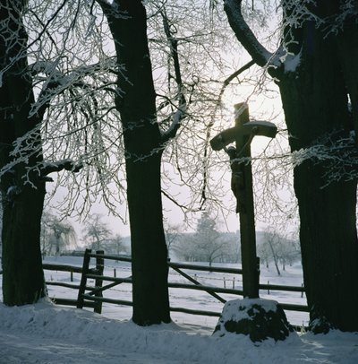 Cross in the Snow near Winterberg, Germany by Unbekannt Unbekannt